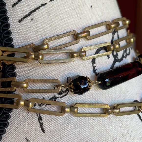 Miriam Haskell VTG 60” Russian gold and amber color beaded necklace - Picture 7 of 12